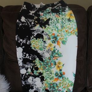 Floral Midi Pencil Skirt